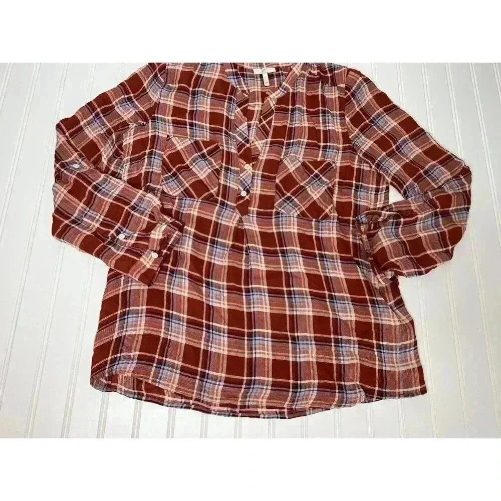 Joie Neila 100% Silk Blouse Top Small Plaid. 253 - Picture 2 of 4